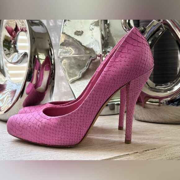 Dior Pink Python Leather Pumps Size 37.5/7/7.5 - Picture 1 of 12